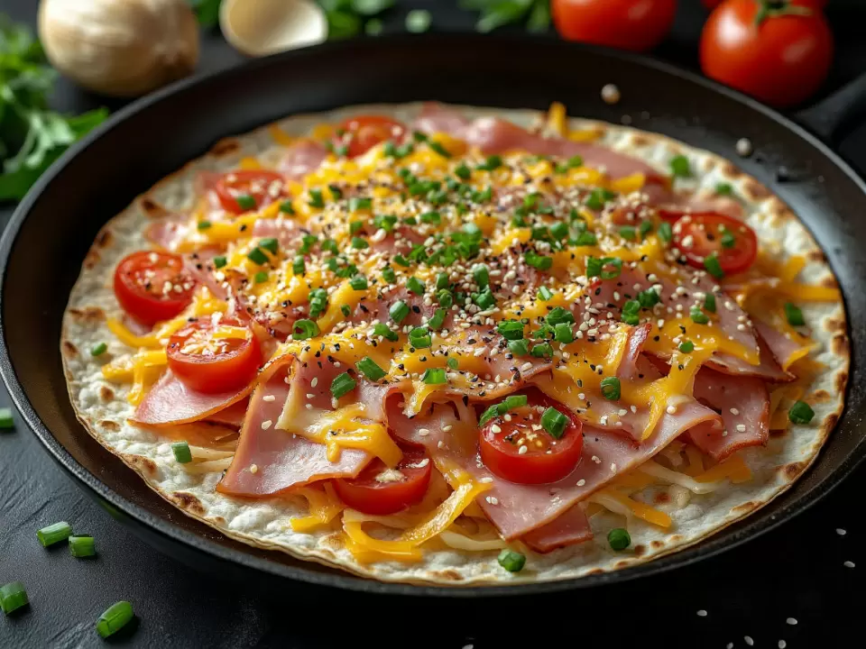 Идеальный завтрак: хрустящий лаваш с сыром и ветчиной за 20 минут