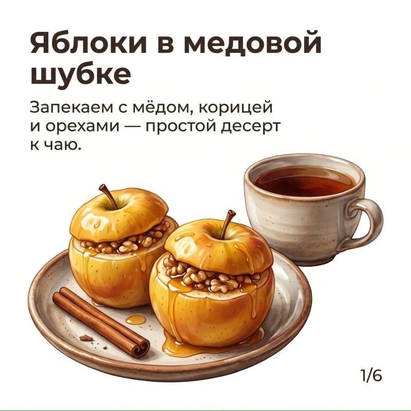 Яблоки в медовой шубке — уютный десерт к чаю